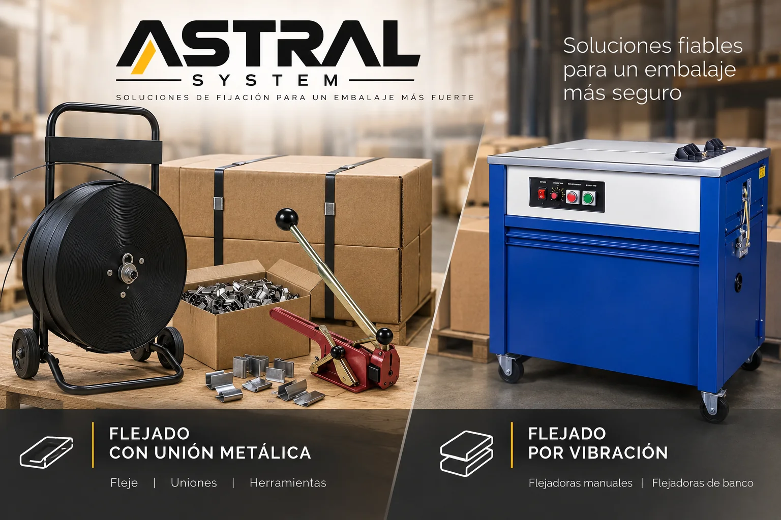 Soluciones Astral System para flejado con unión metálica y por vibración